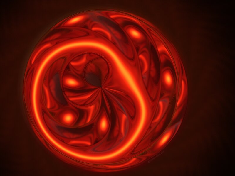 Red swirling sphere