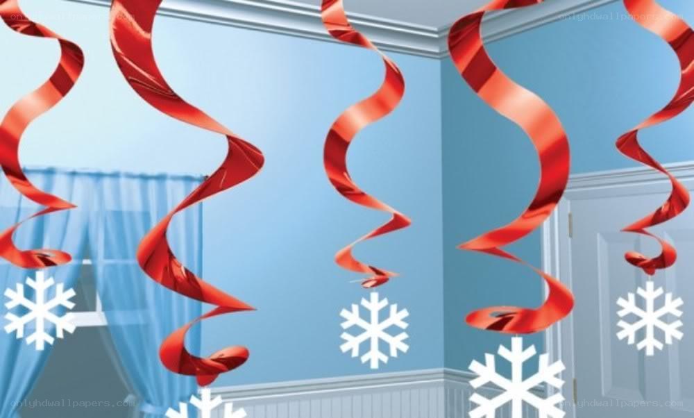 red swirls with snowflakes