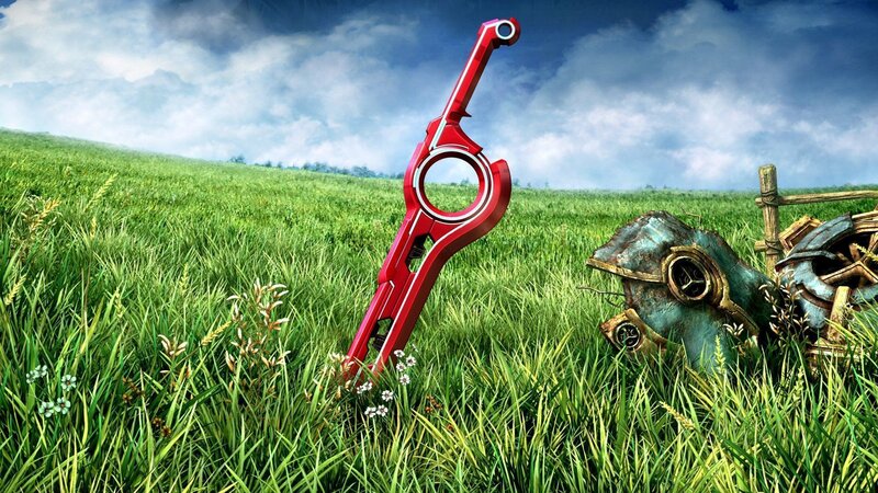 Red Sword in Grass — Green, Dramatic