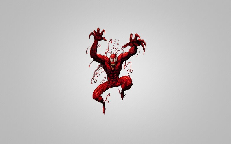 Red Symbiote Creature — Aggressive, Comic, Claws, Symbiotic Tendrils, White