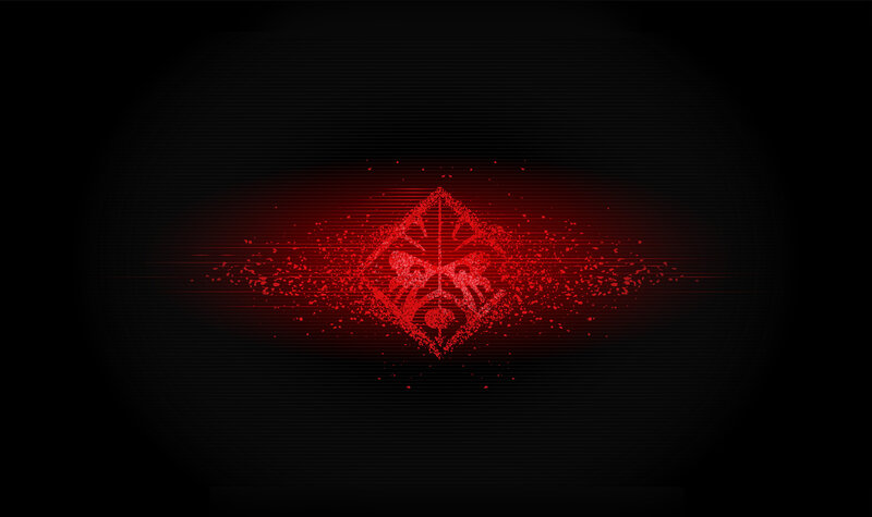 Red Symbol on Black Background — Dramatic