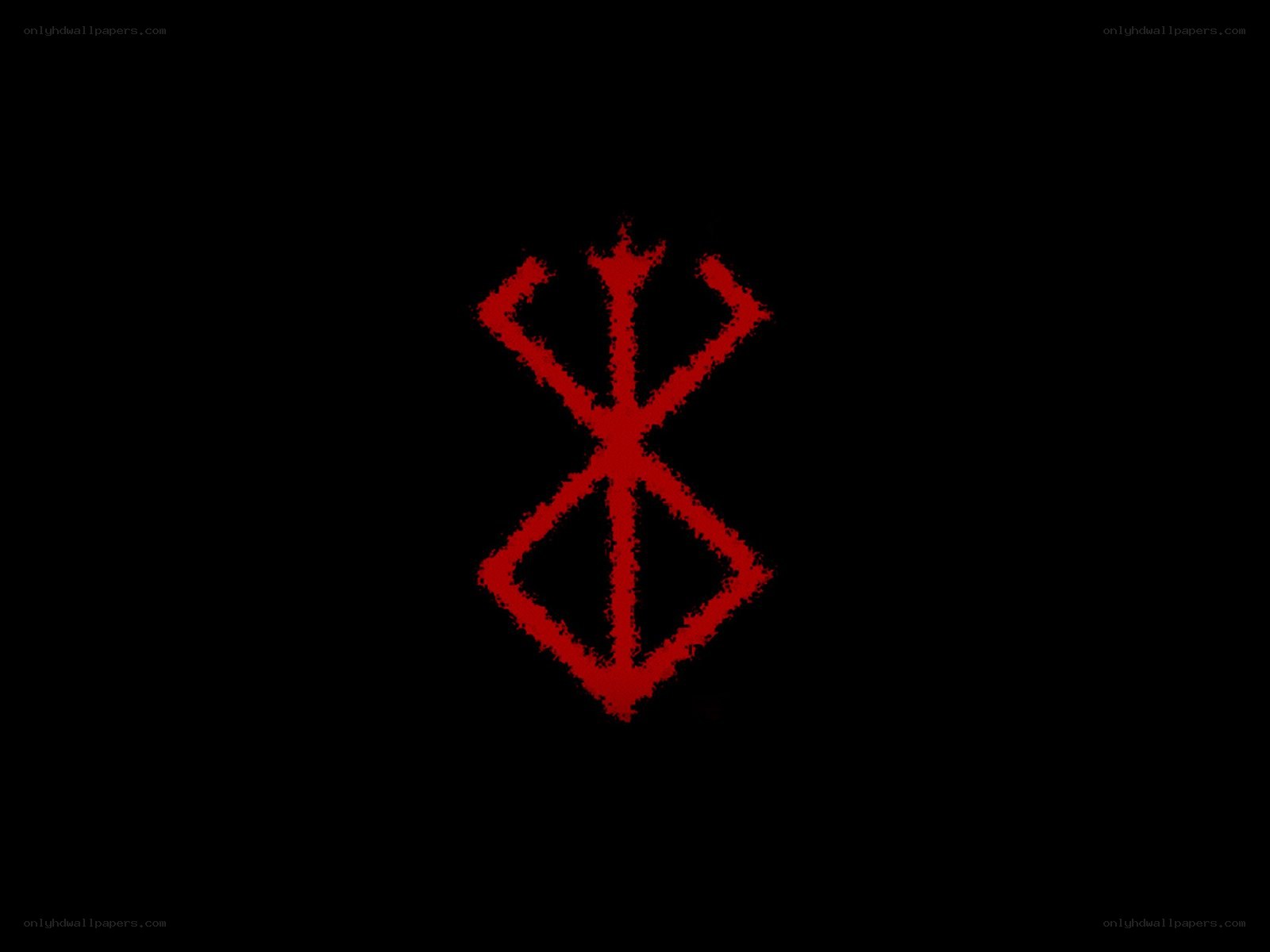 red symbol on black background