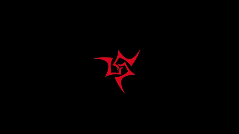 Red Symbol on Black — Minimalist, Vector Art