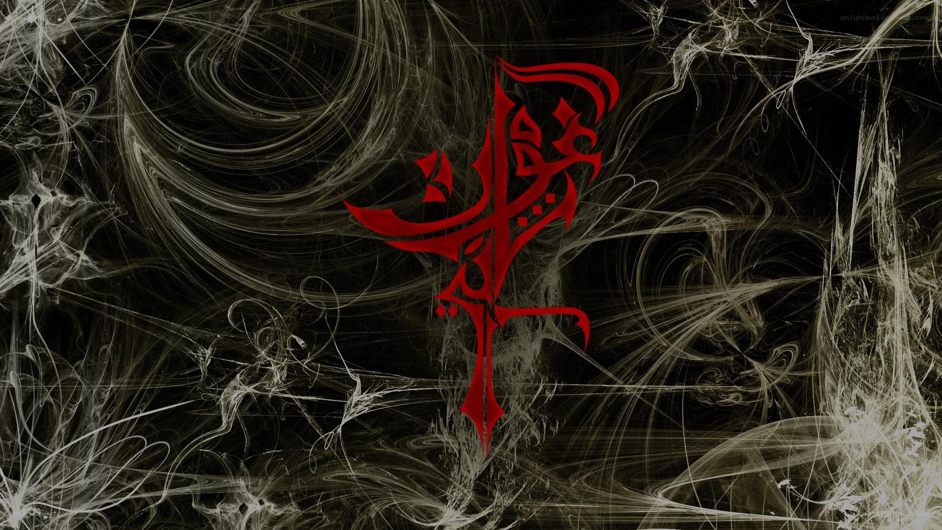 red symbol on dark abstract background