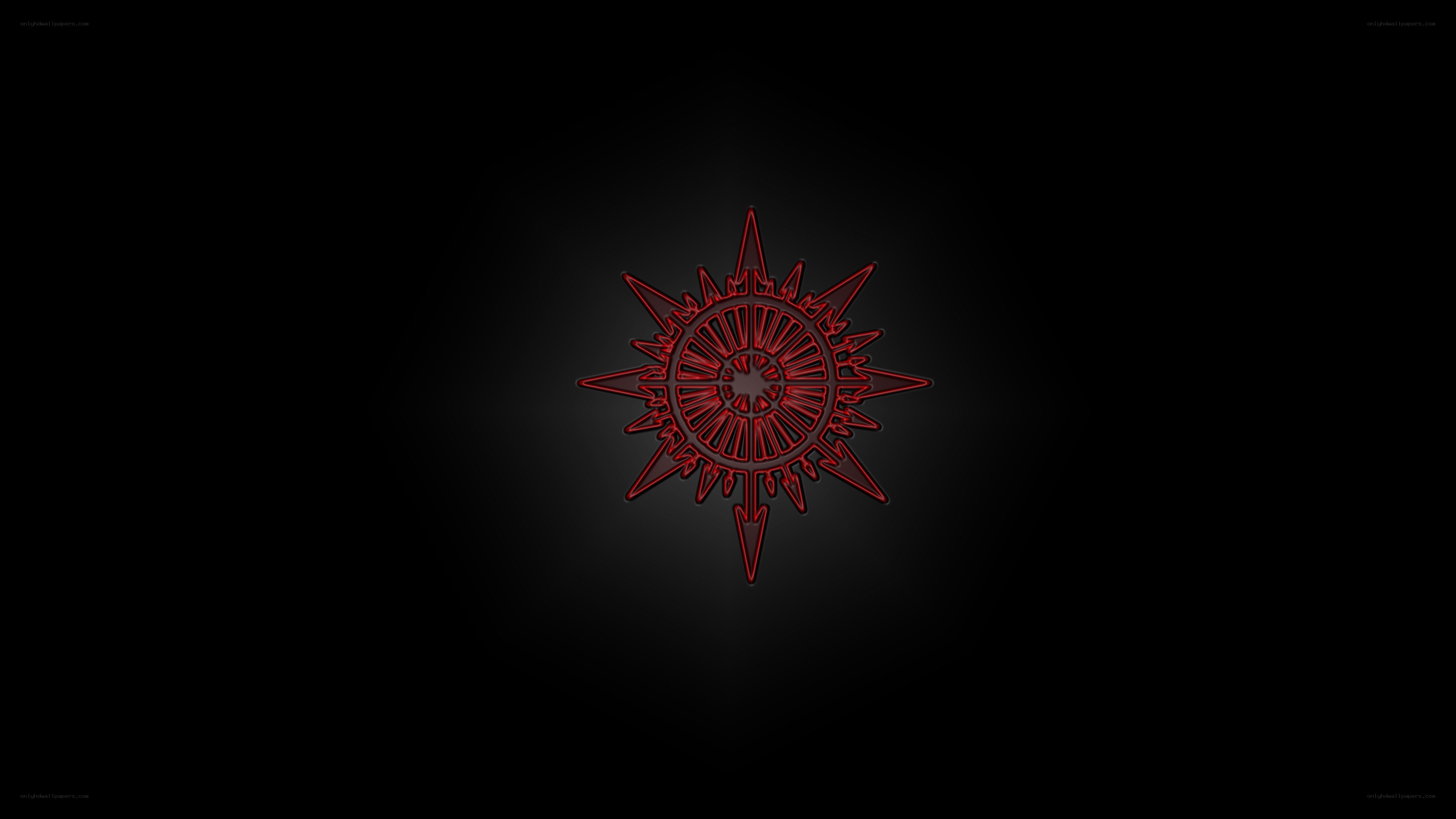 red symbol on dark background