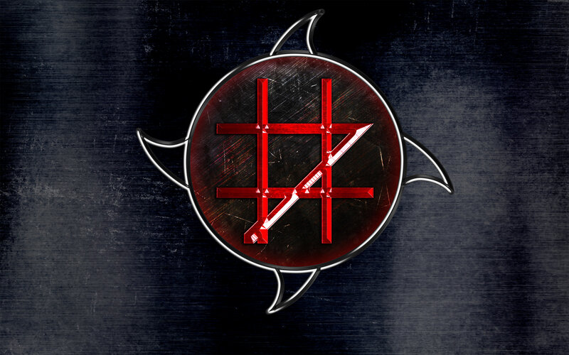 Red Symbol on Dark Background — Black