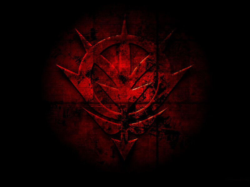 Red Symbol on Dark Wall — Dark, Ominous, Digital Art