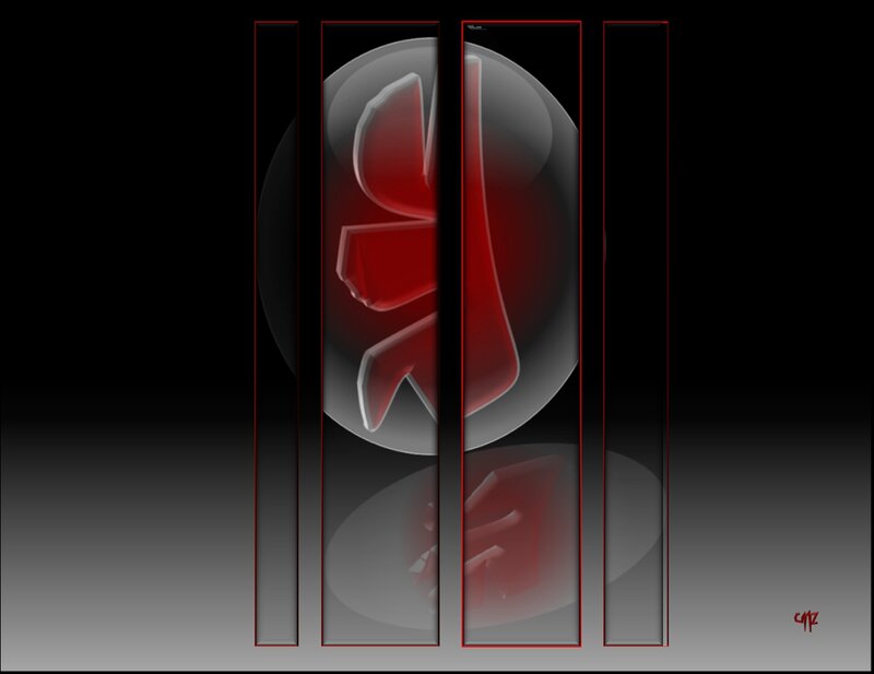 Red Symbol on Glass Panels