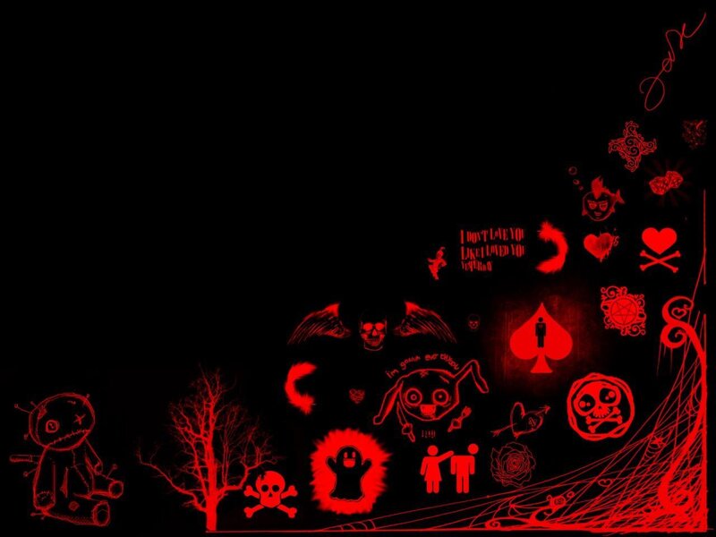 Red Symbols on Black Background