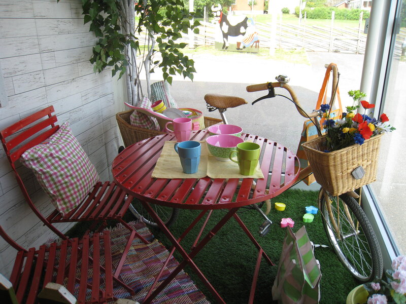 Red Table with Mugs