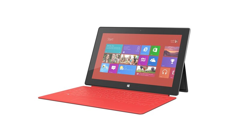 Red tablet with keyboard