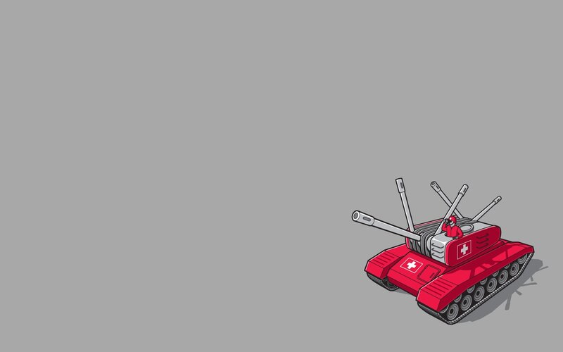 Red Tank with Cannons — Neutral, Digital Art