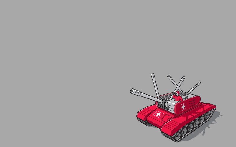 Red Tank with Cannons — Neutral, Illustration, Soldier