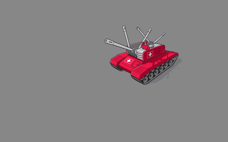 Red Tank with Cannons — Neutral