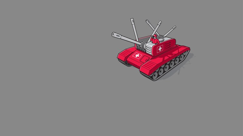 Red Tank with Cannons