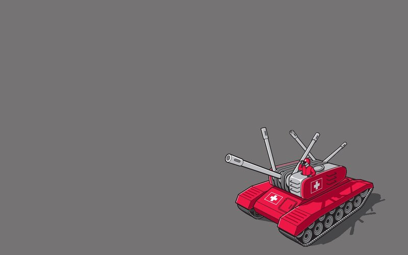 Red tank with Swiss cross