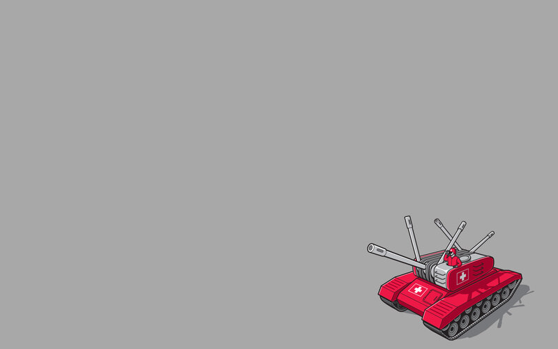 Red tank with Swiss cross