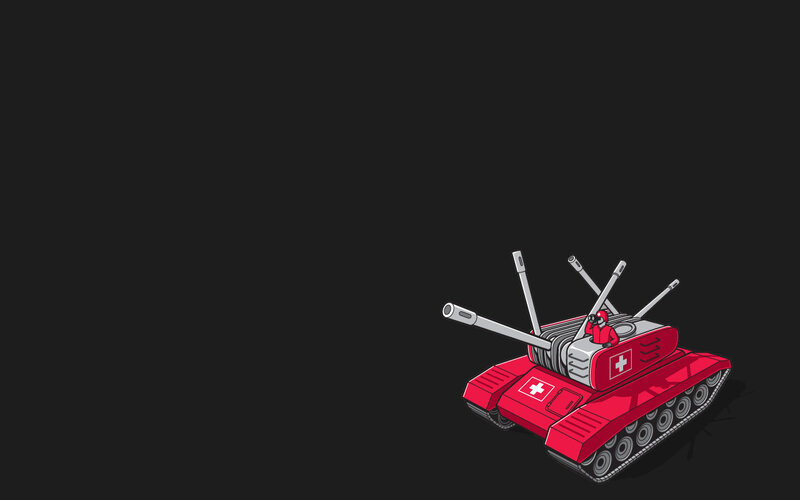 Red Tank with Swiss Flag — Neutral