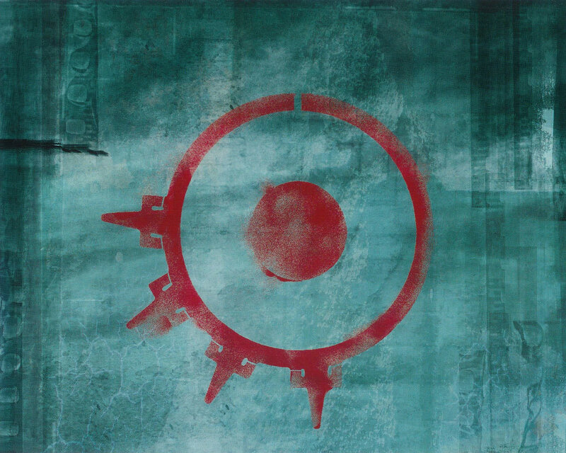 red target symbol on teal background