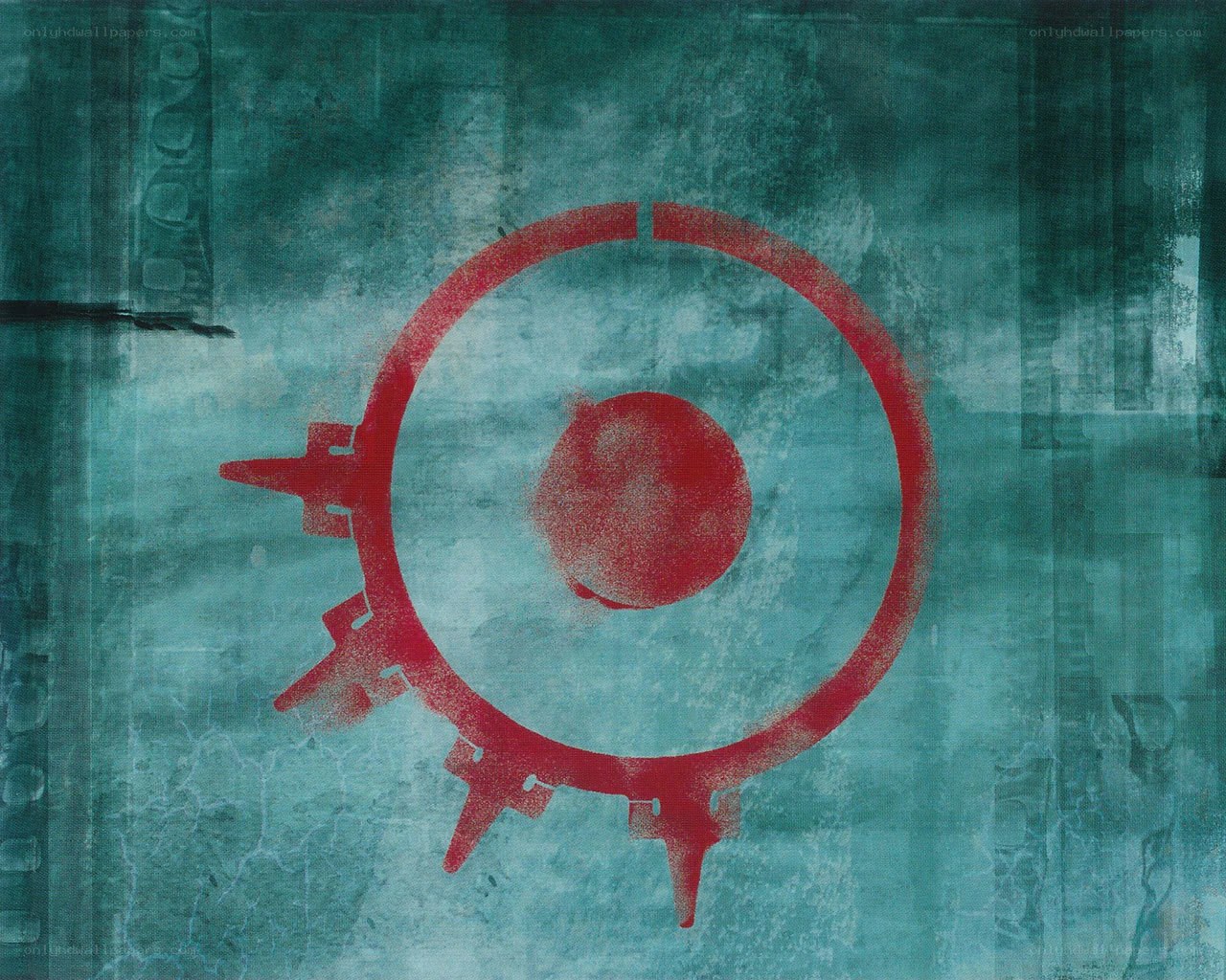 red target symbol on teal background