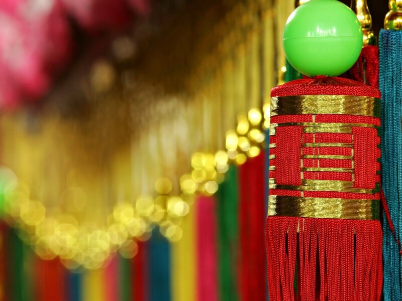 Red Tassel with Green Ball