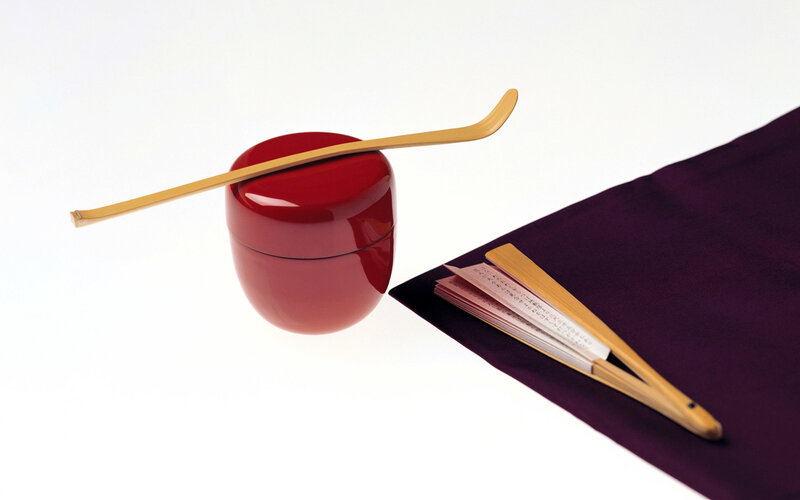 Red Tea Caddy and Whisk