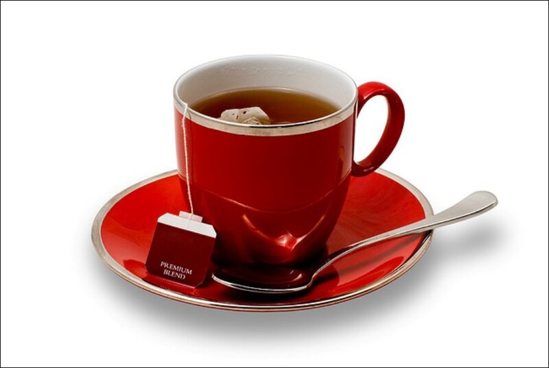 Red Tea Cup and Saucer