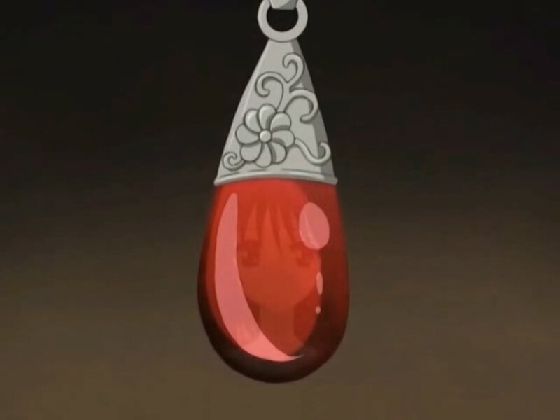 Red Teardrop Pendant — Dramatic