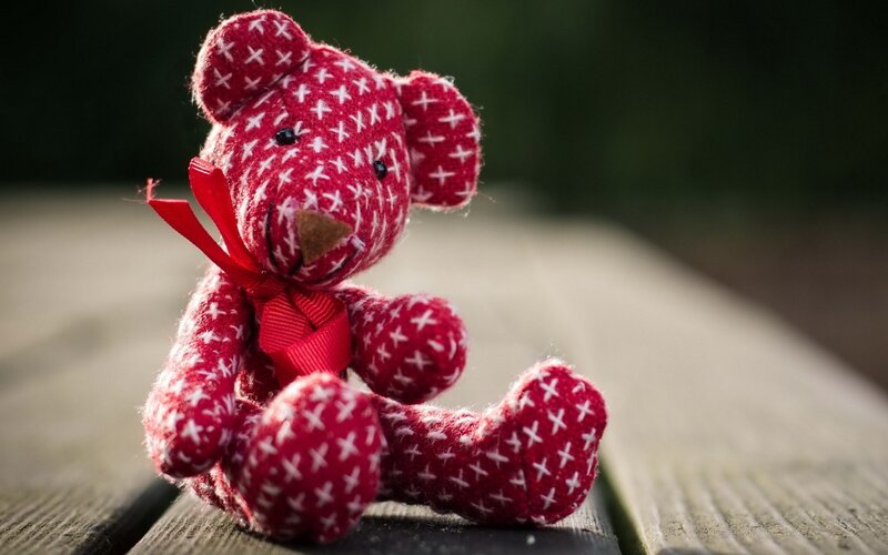 Red Teddy Bear — Calm, Afternoon, Photograph