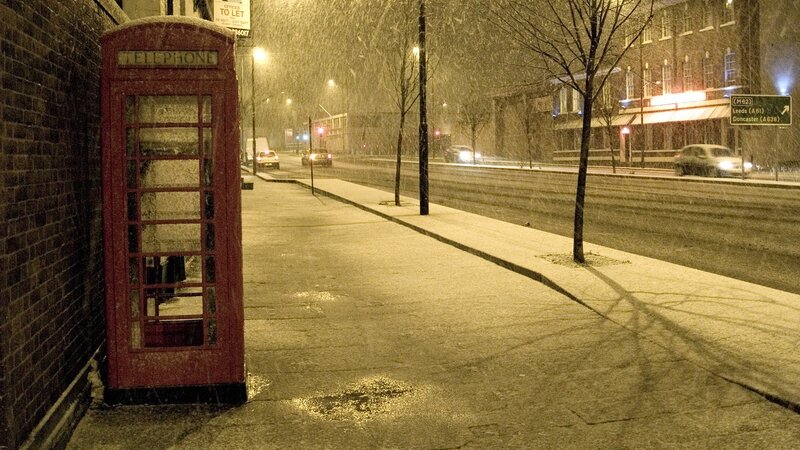 Red Telephone Box — Cold, Night, Photograph