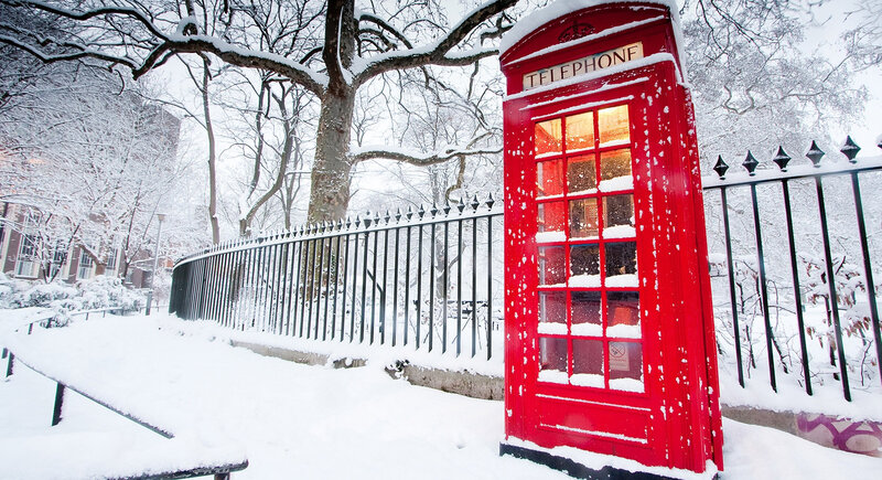 Red Telephone Box — Cold, Winter