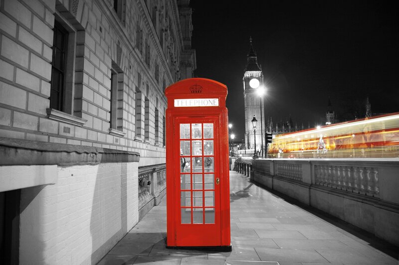 Red Telephone Box — Dramatic, Night