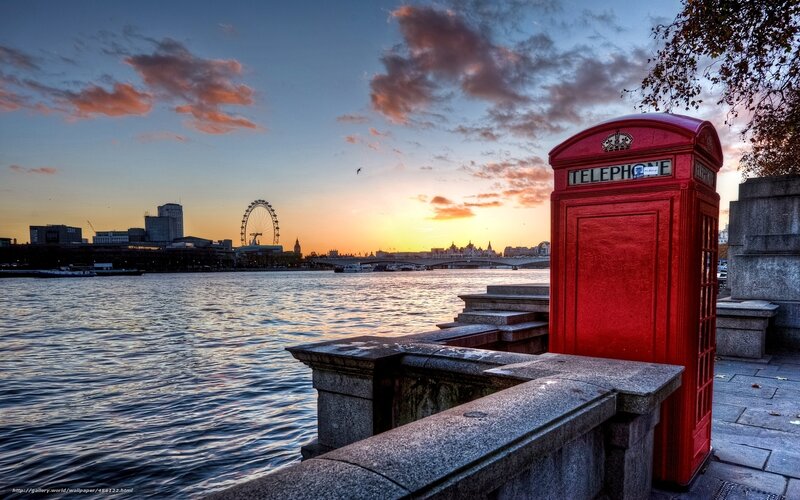 Red Telephone Box — Dramatic, Sunset, Photograph, London Eye
