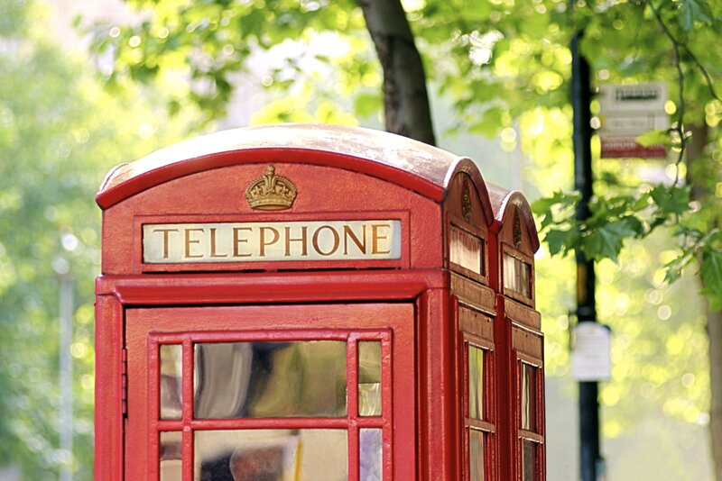 Red telephone box in London