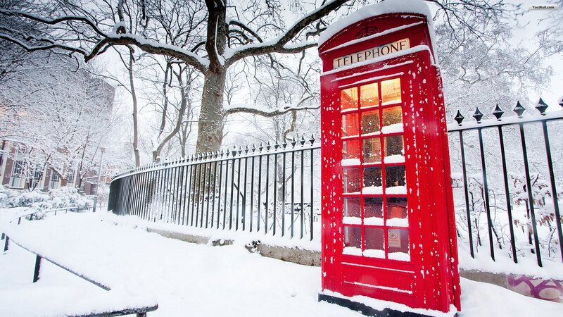 Red Telephone Box — Serene, Winter, Photograph, Snow