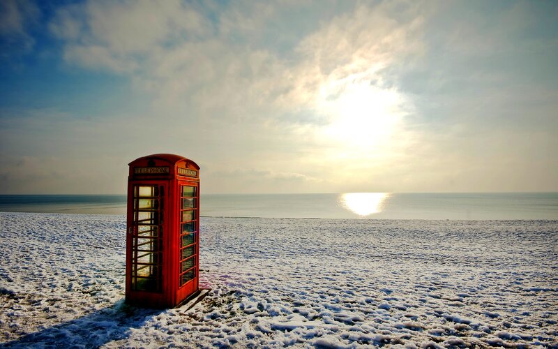 Red Telephone Box — Serene, Winter