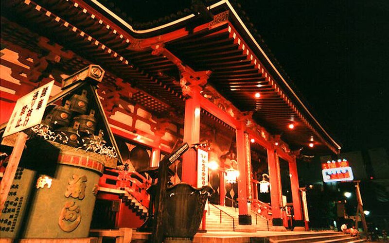 Red Temple at Night — Dramatic