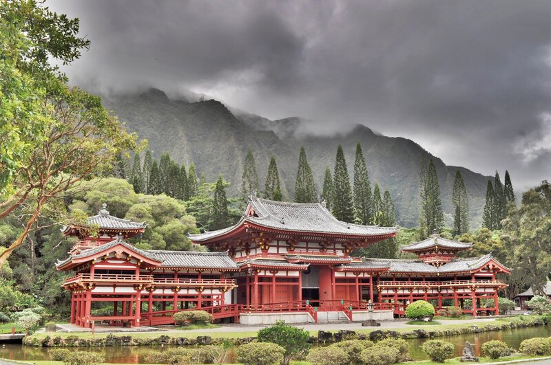 Red Temple Complex — Dramatic, Photograph