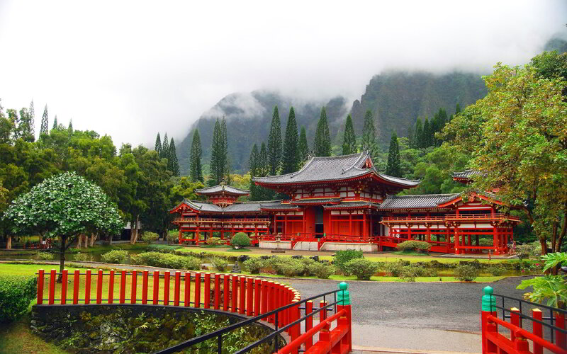 Red Temple Complex — Serene, Morning
