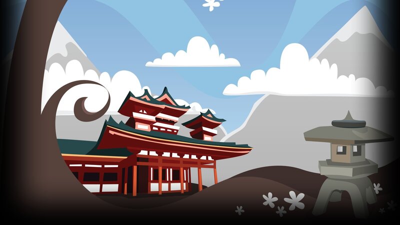 Red Temple in Mountains