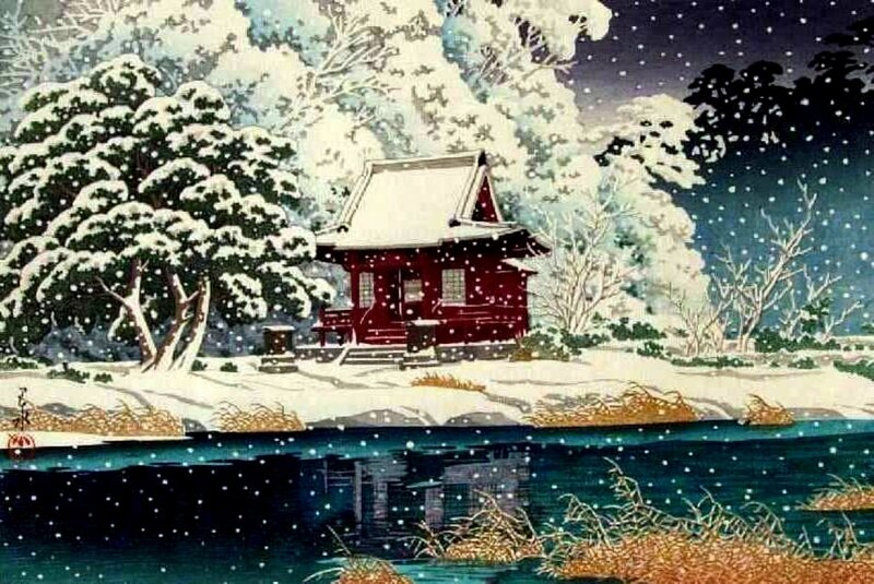 Red Temple in Snow