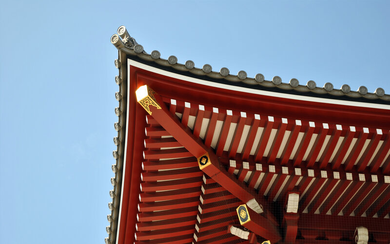 Red Temple Roof Corner