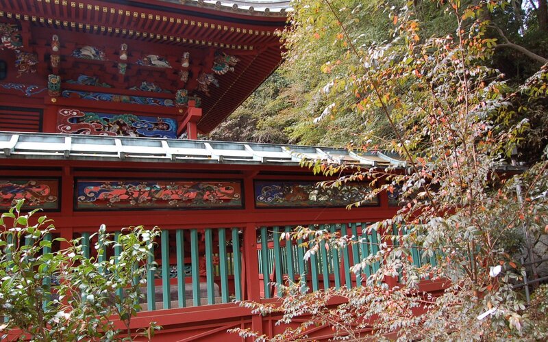 Red Temple Structure — Serene, Autumn