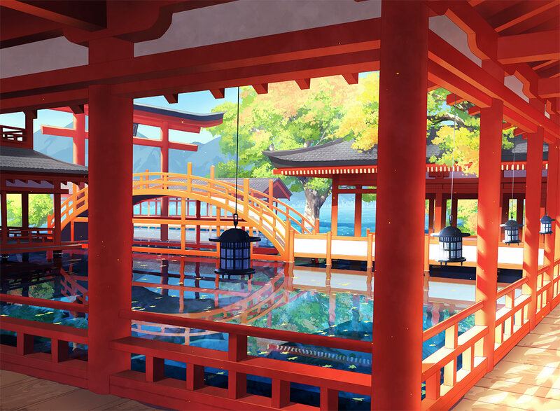 Red Temple Structure — Serene