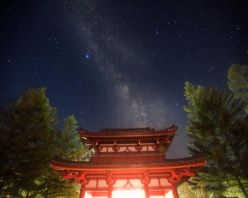 Red Temple under Stars