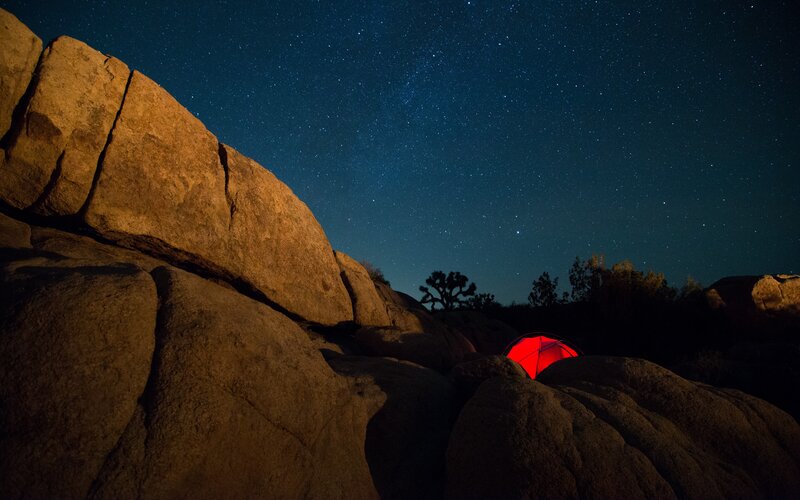Red Tent in Desert — Black, Serene, Night
