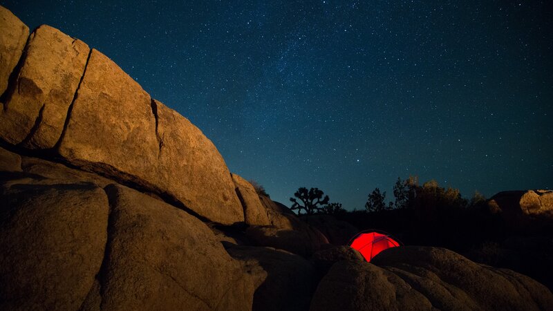 Red Tent in Desert — Black, Serene