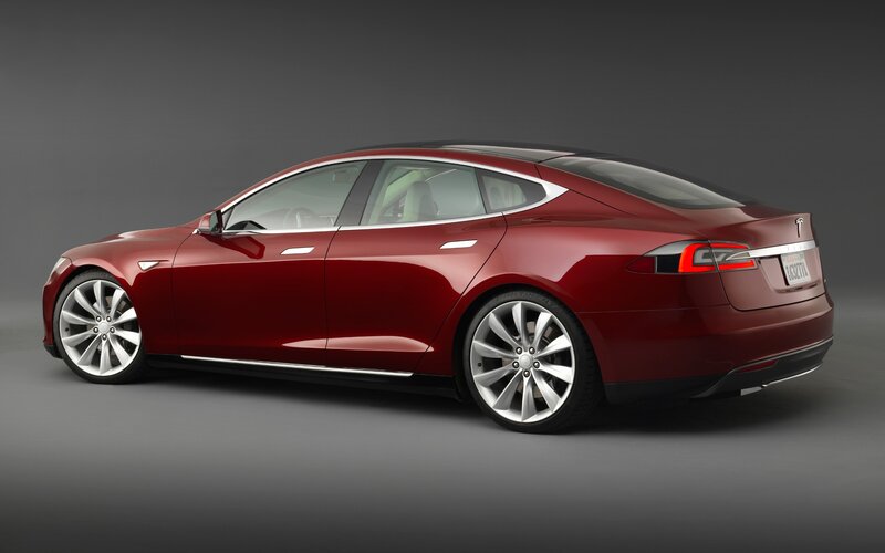 Red Tesla Model S sedan