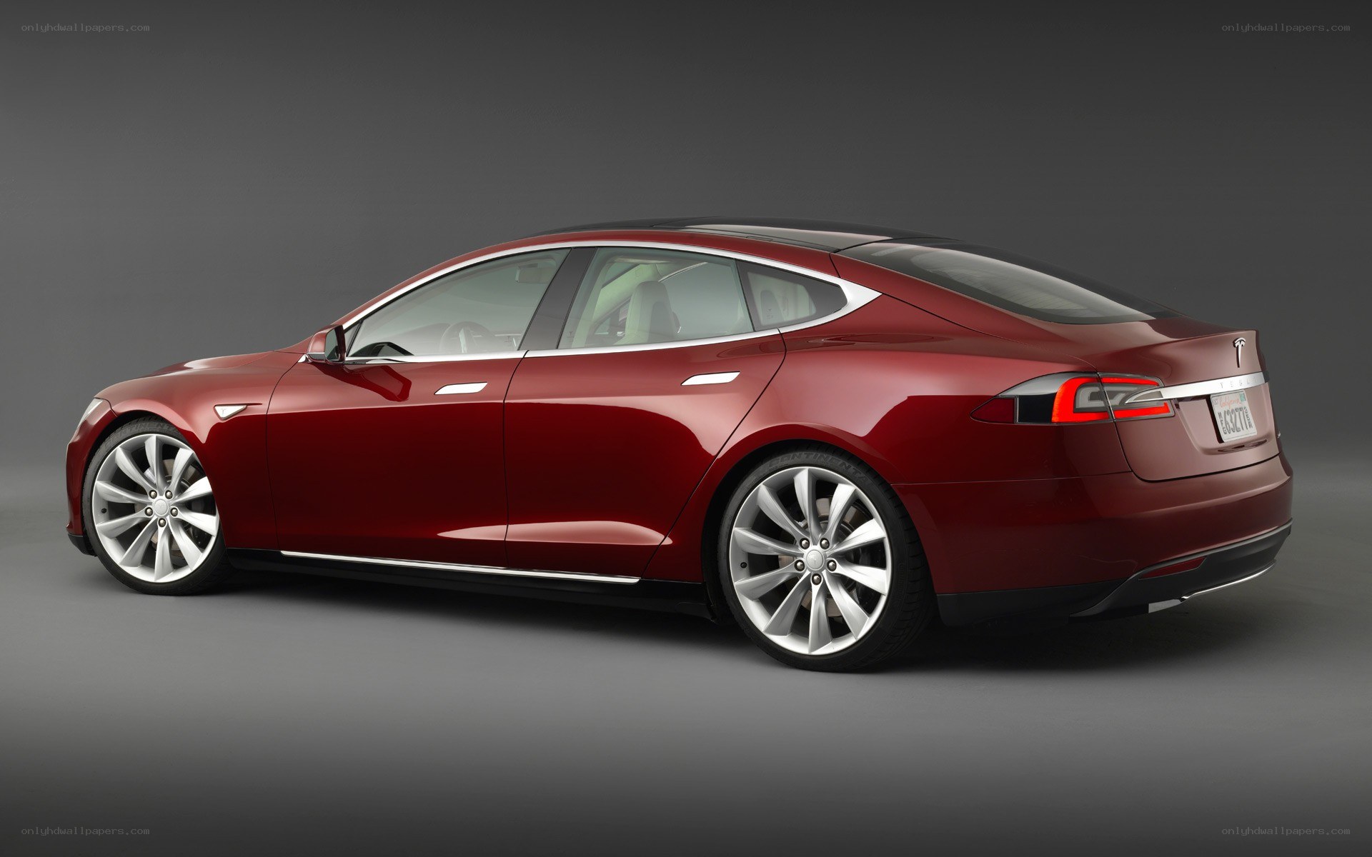 Red Tesla Model S sedan