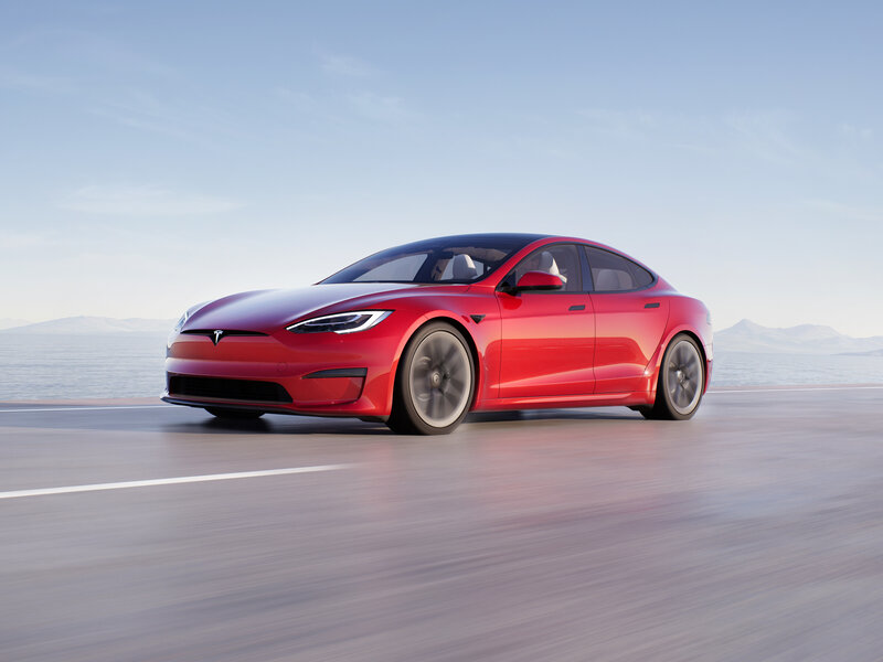Red Tesla Model S — Serene, Afternoon